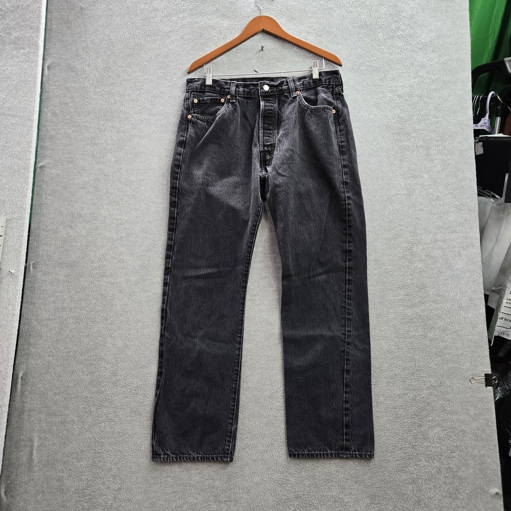 Levi's 501 Men Jeans 36X32 Black Denim Original Fit Straight Leg 29" Inseam READ